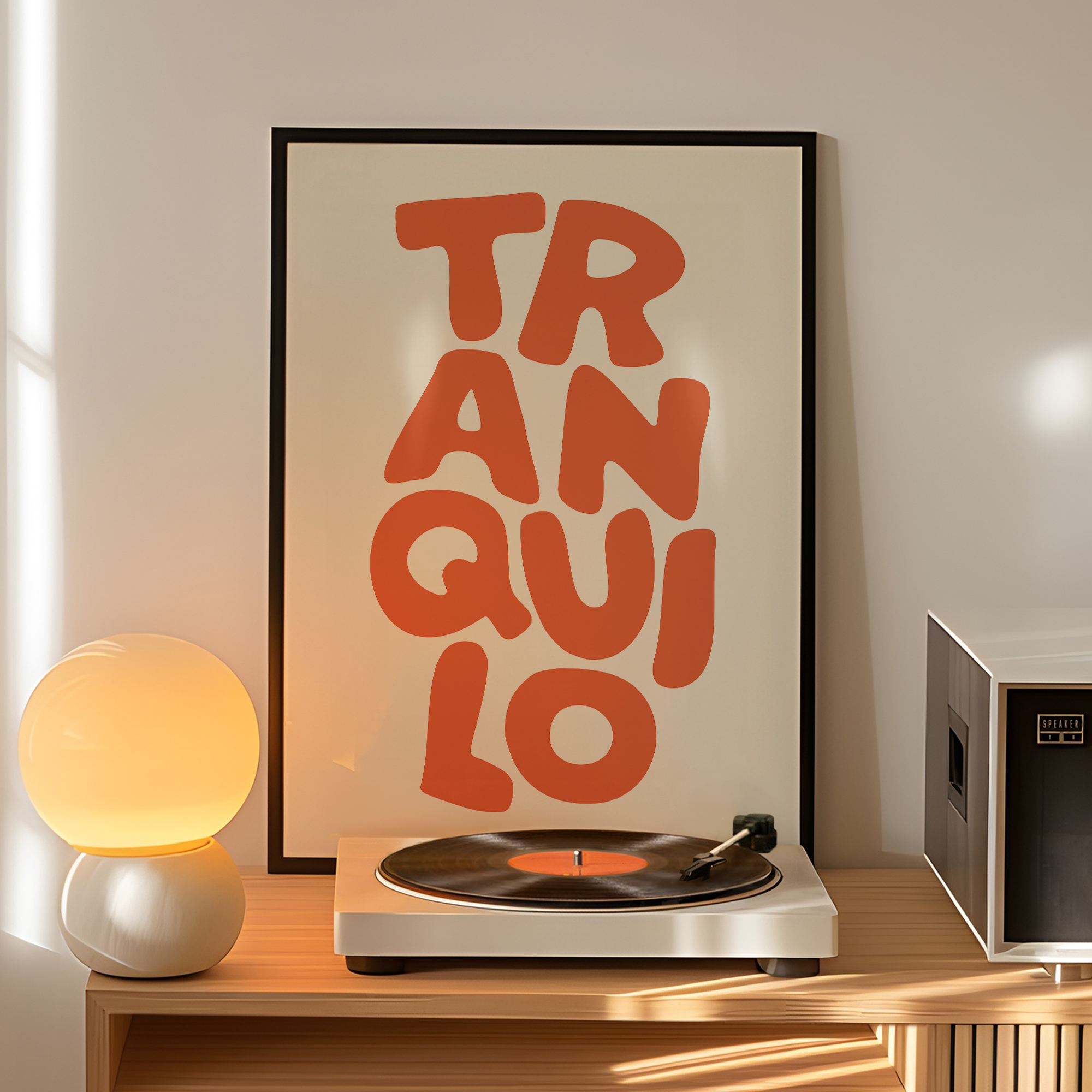 Home Gym Decor - Boho Tranquilo Orange Cream Retro Typography