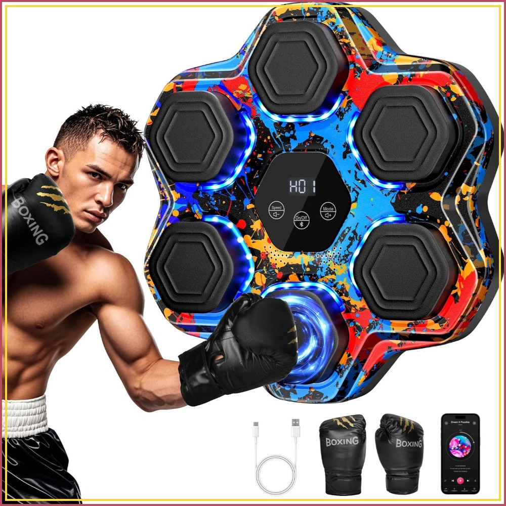 Home Gym Wall Mounted - Interactive Music Boxing Machine with Gloves,