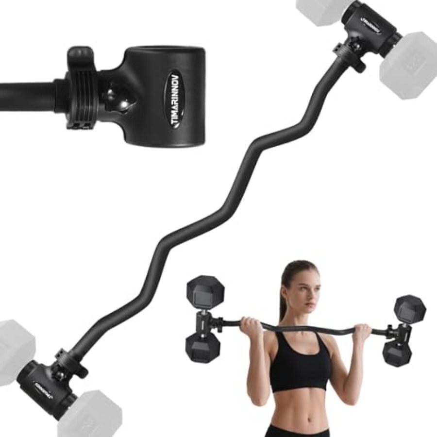 Barbell Curl Bar - Dumbbell to Barbell Converter Bar EZ