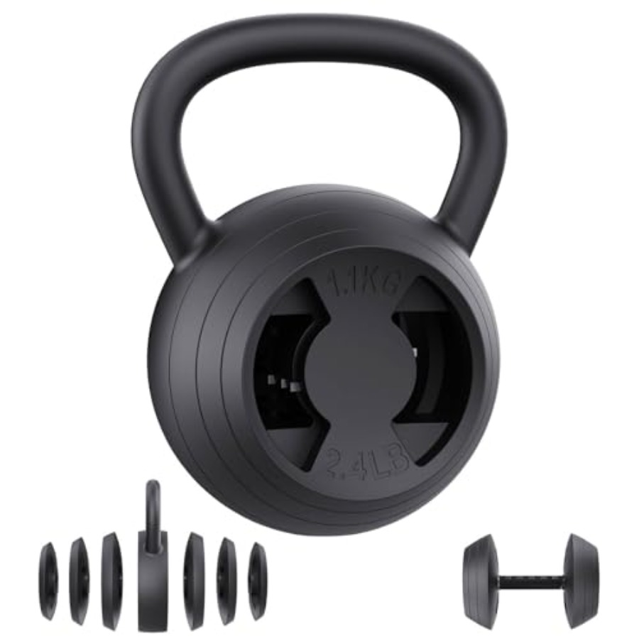 Home Gym Dumbbell Set - 2-in-1 Adjustable Kettlebell 15-45 LB Kettlebells