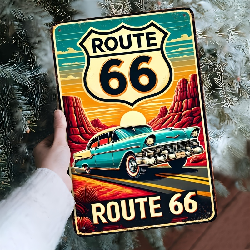 Home Gym Decor - Vintage Route 66 Metal Sign -