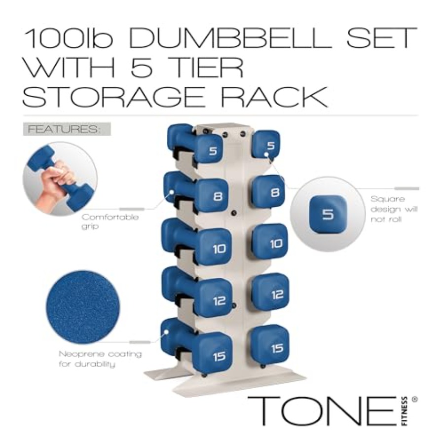 Tone Fitness Neoprene Dumbbell - Home Gym Dumbbell Set recension och pris