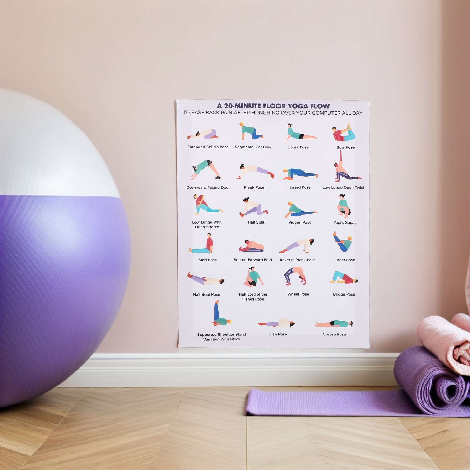 Yoga Poses Poster Wall Art Woo - Home Gym Yoga Room recension och pris