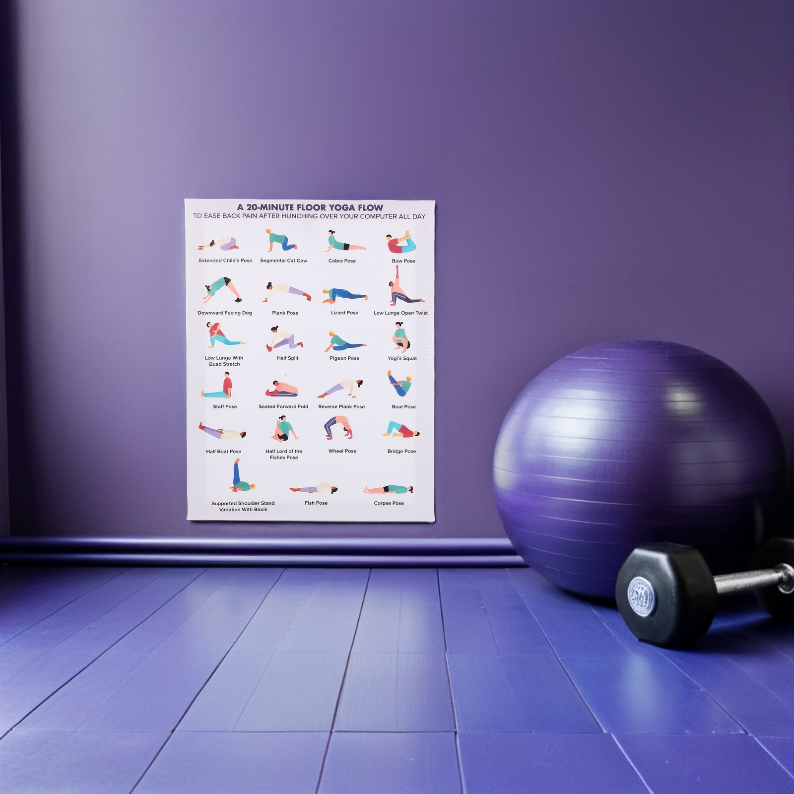 Yoga Poses Poster Wall Art Woo - Home Gym Yoga Room recension och pris