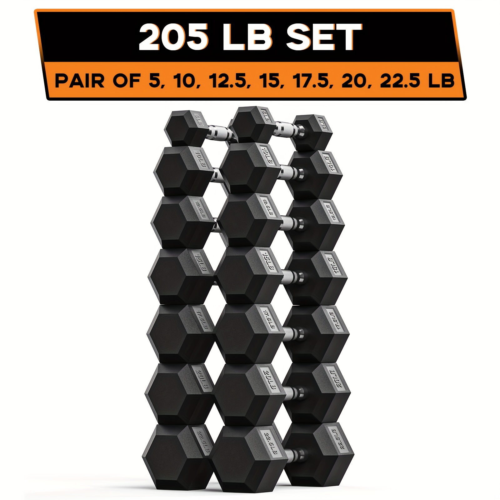 40-355LB HEX Dumbbell Set Rubb - Home Gym Dumbbell Set recension och pris