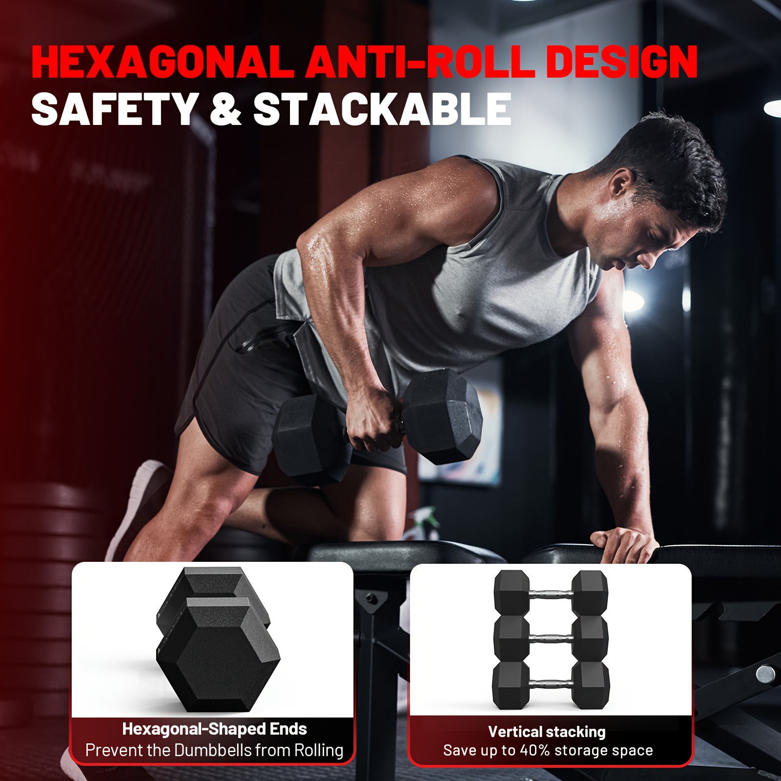 40-355LB HEX Dumbbell Set Rubb - Home Gym Dumbbell Set recension och pris