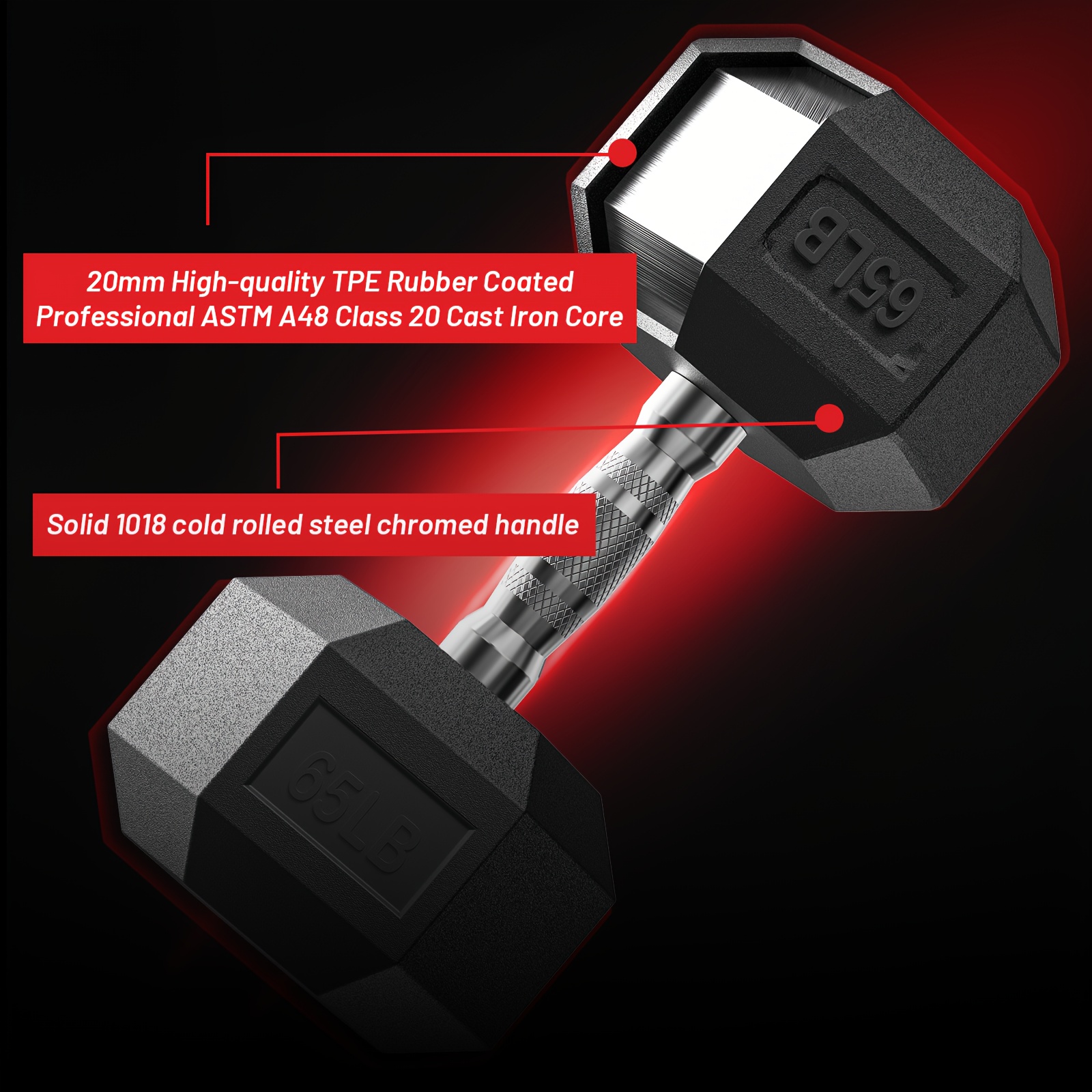 40-355LB HEX Dumbbell Set Rubb - Home Gym Dumbbell Set recension och pris