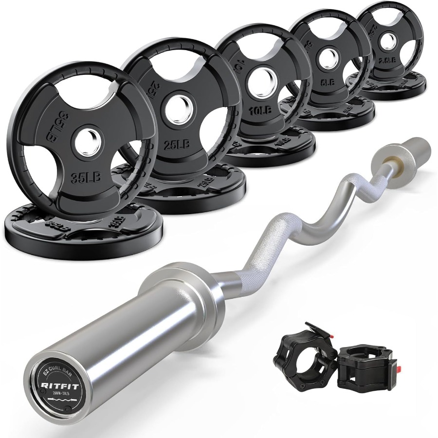 2 Inch EZ Curl Bar with 155LB  - Barbell Curl Bar recension och pris