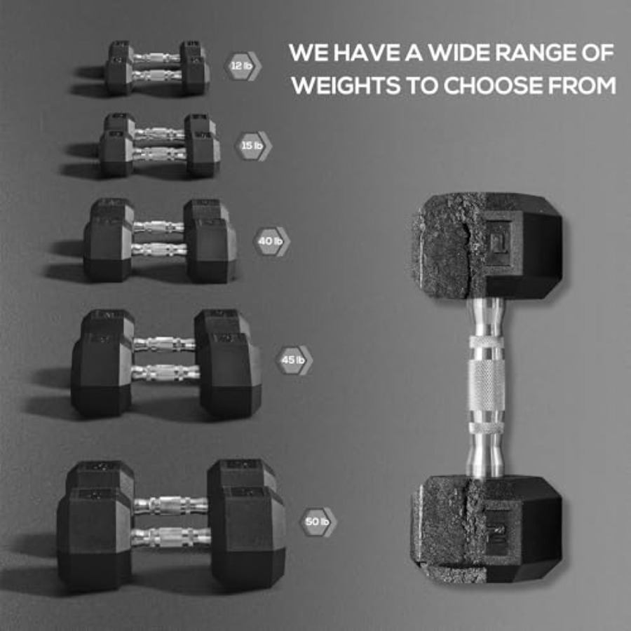 40lbs/45lbs/50lbs Rubber Dumbb - Home Gym Dumbbell Set recension och pris