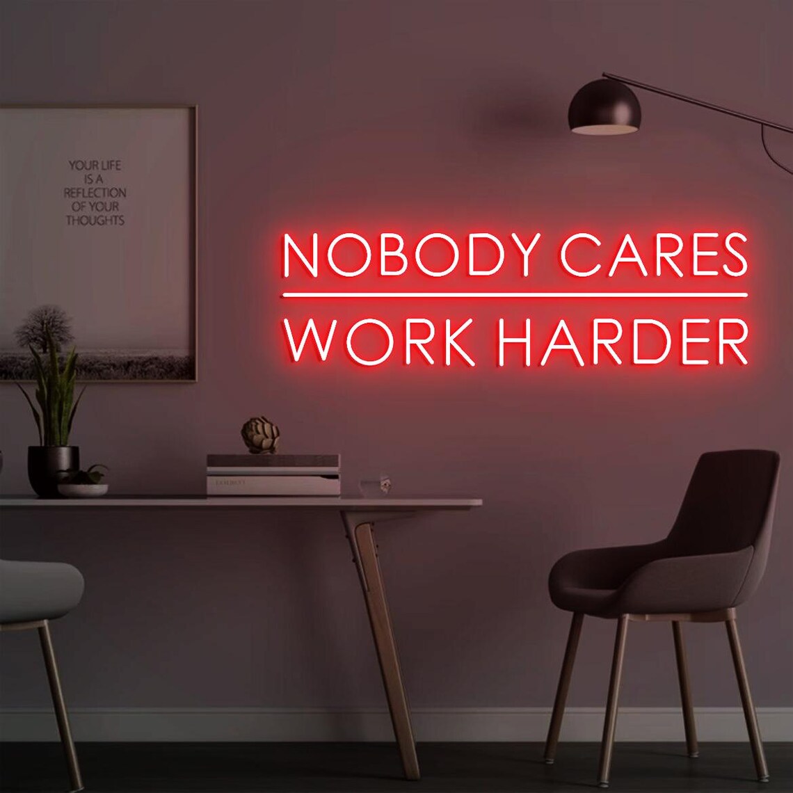 Nobody Cares Work Harder Neon  - Home Gym Design Ideas recension och pris