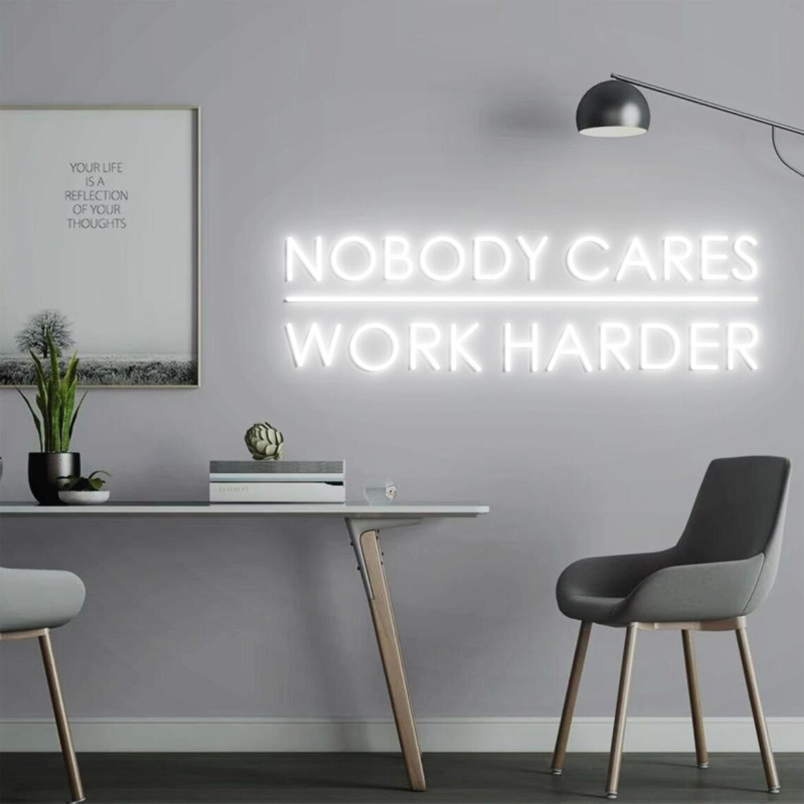 Nobody Cares Work Harder Neon  - Home Gym Design Ideas recension och pris