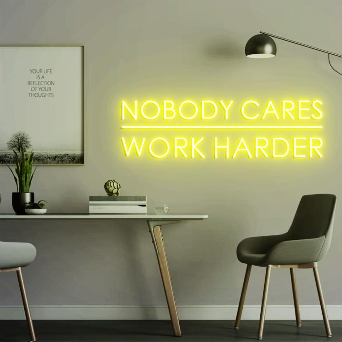 Nobody Cares Work Harder Neon  - Home Gym Design Ideas recension och pris