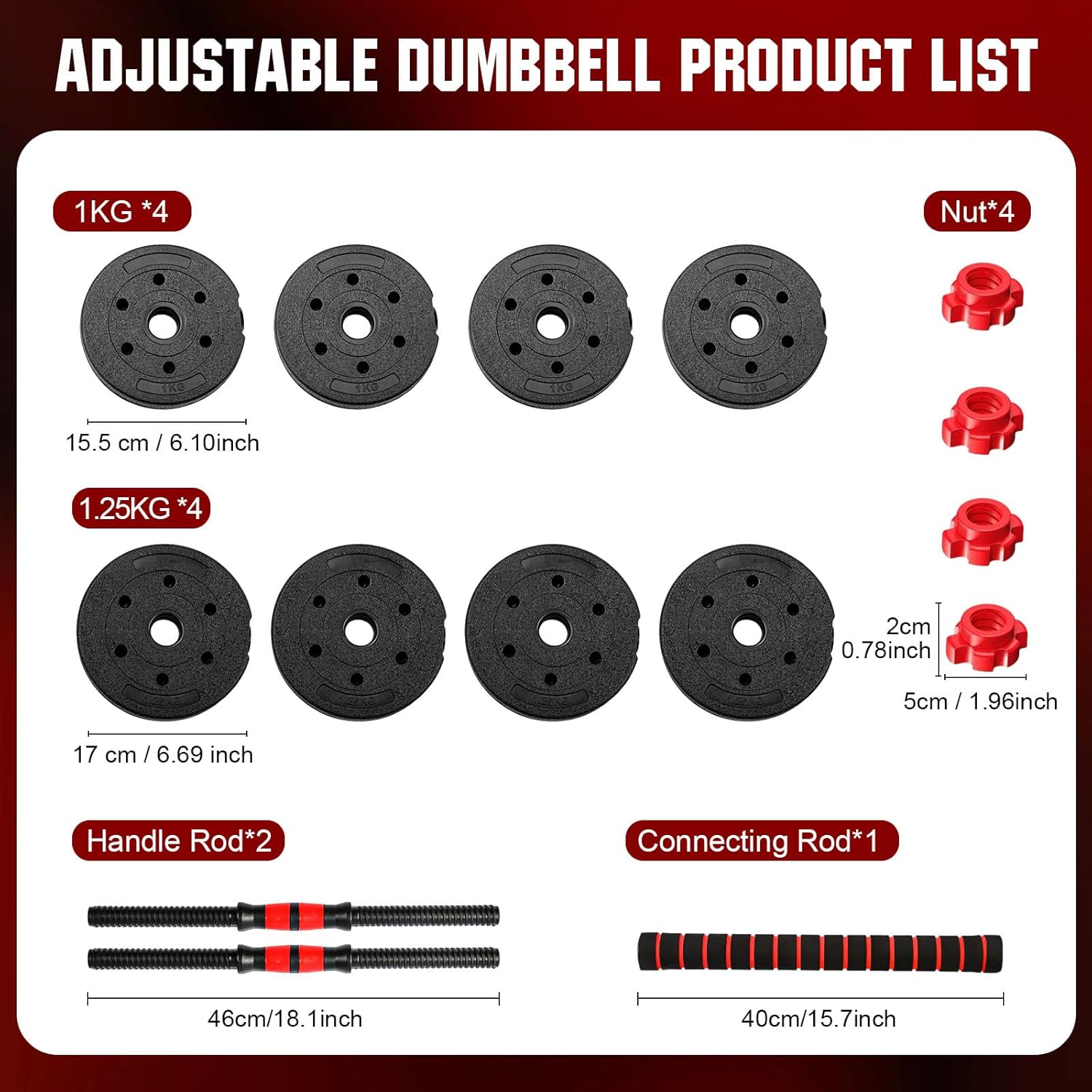 22lb 2-in-1 Adjustable Dumbbel - Home Gym Dumbbell Set recension och pris