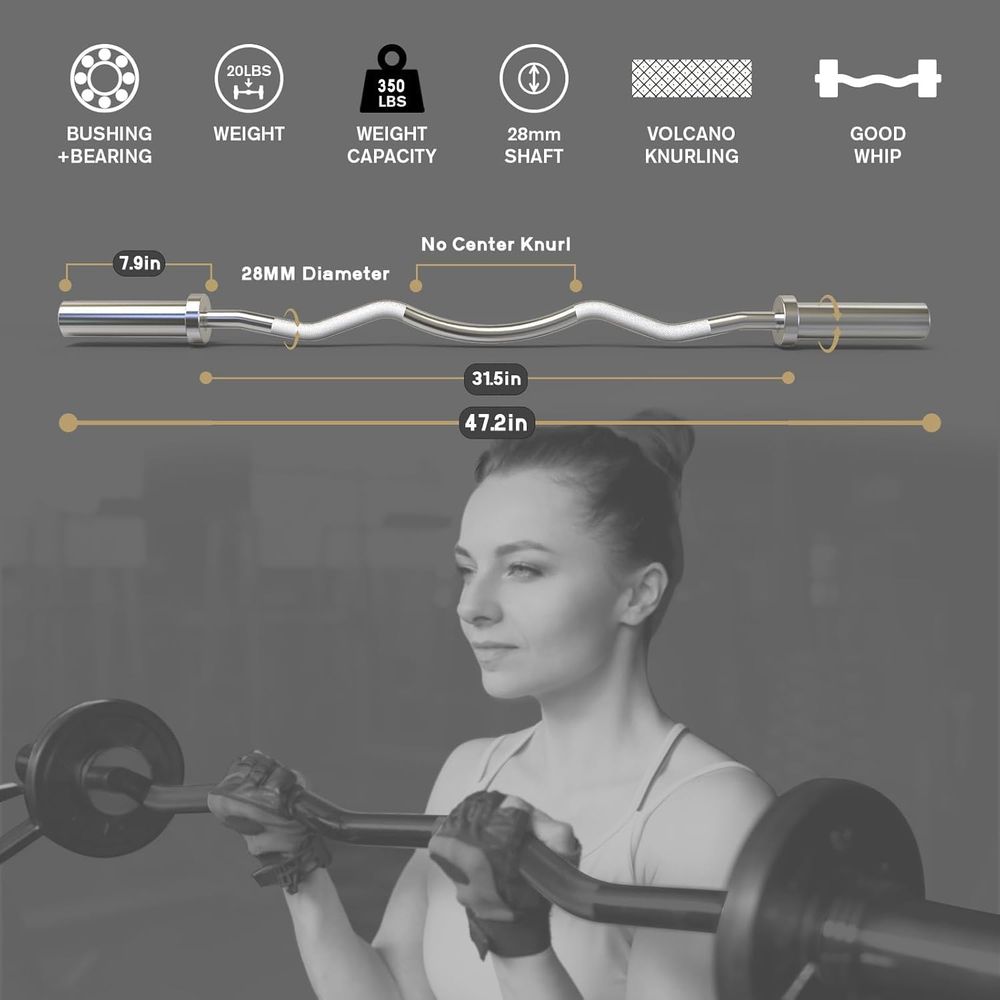 2 Inch EZ Curl Bar with Weight - Barbell Curl Bar recension och pris