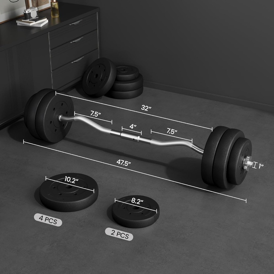 Barbell Set Curl Bar and Weigh - Barbell Curl Bar recension och pris