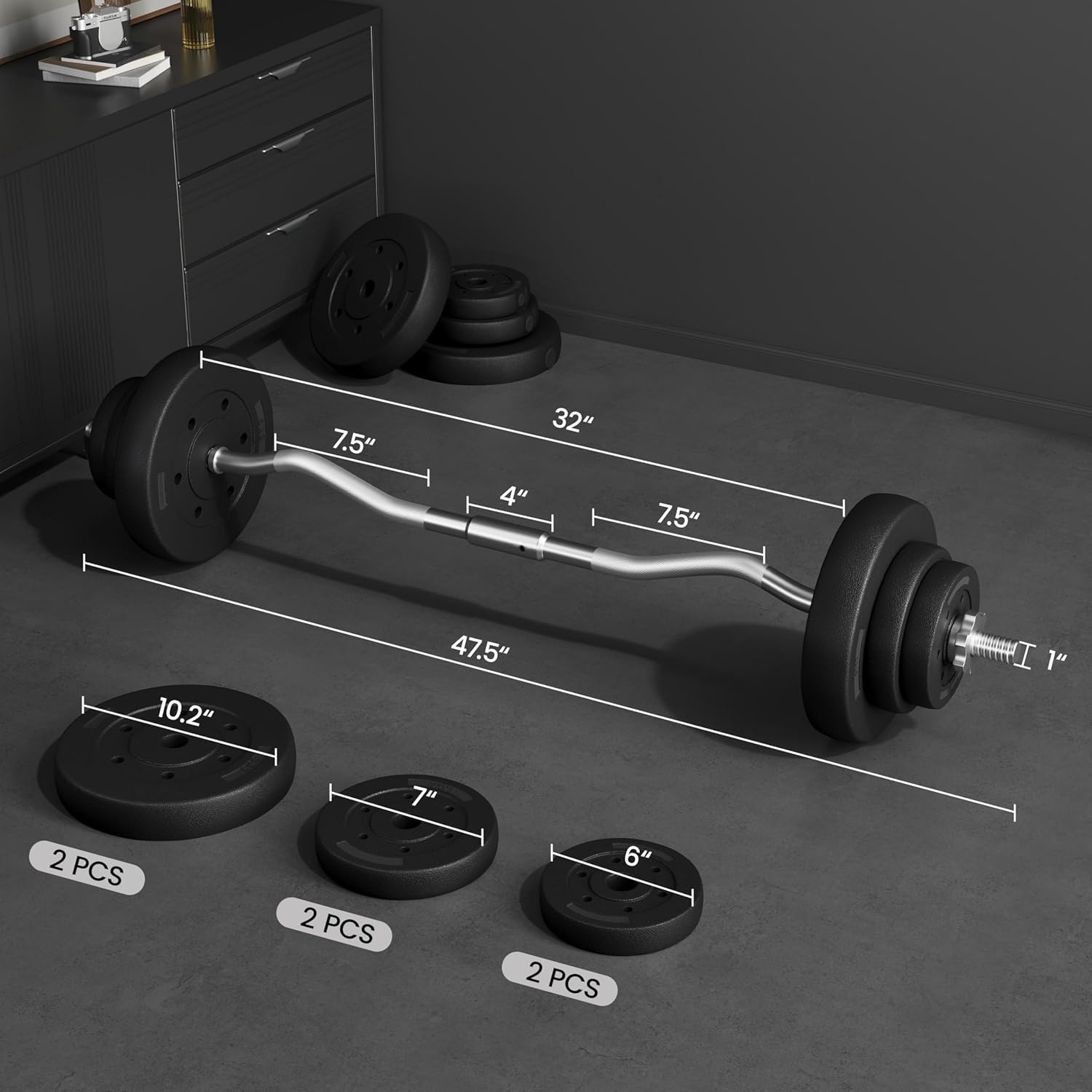 Adjustable Curl Bar & Dumbbell - Barbell Curl Bar recension och pris