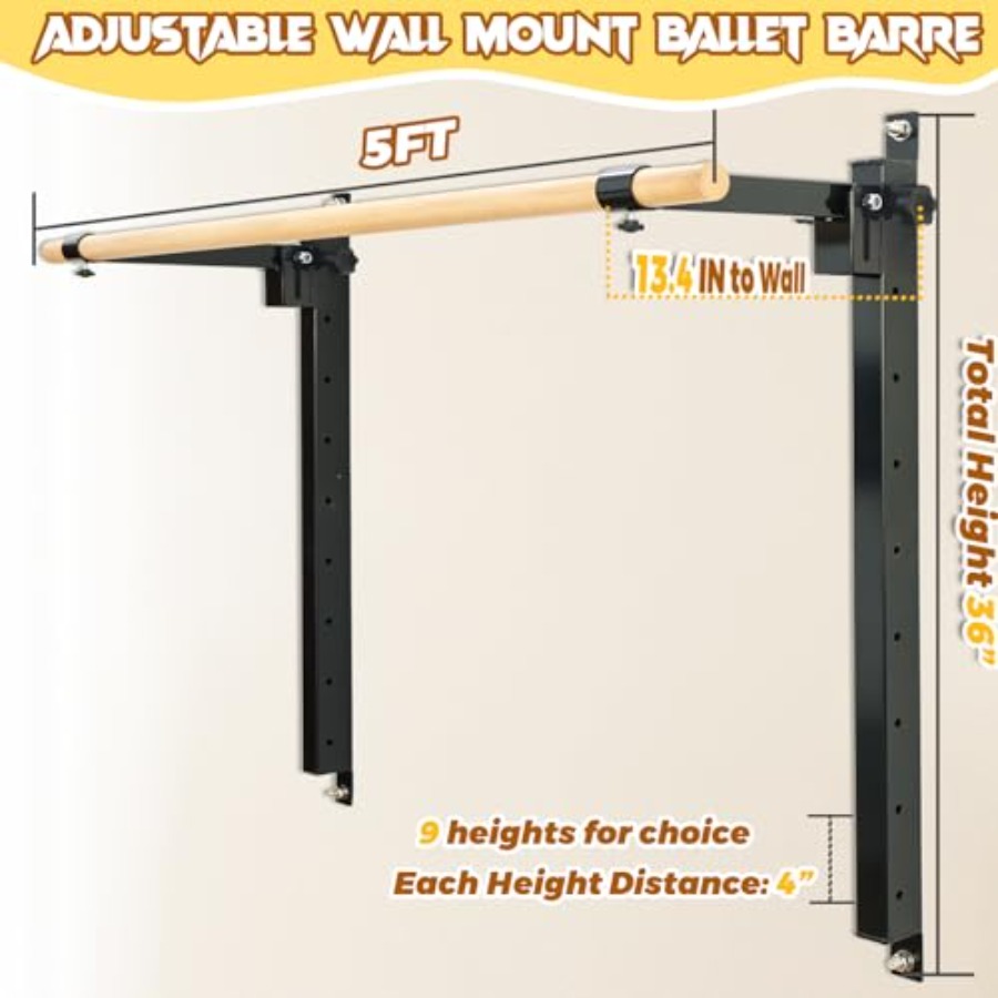 Wall Mounted Ballet Barre 4ft  - Home Gym Wall Mounted recension och pris