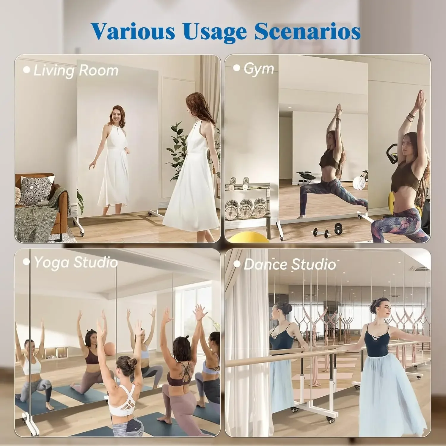 Rolling Floor Mirror With Whee - Home Gym Yoga Room recension och pris