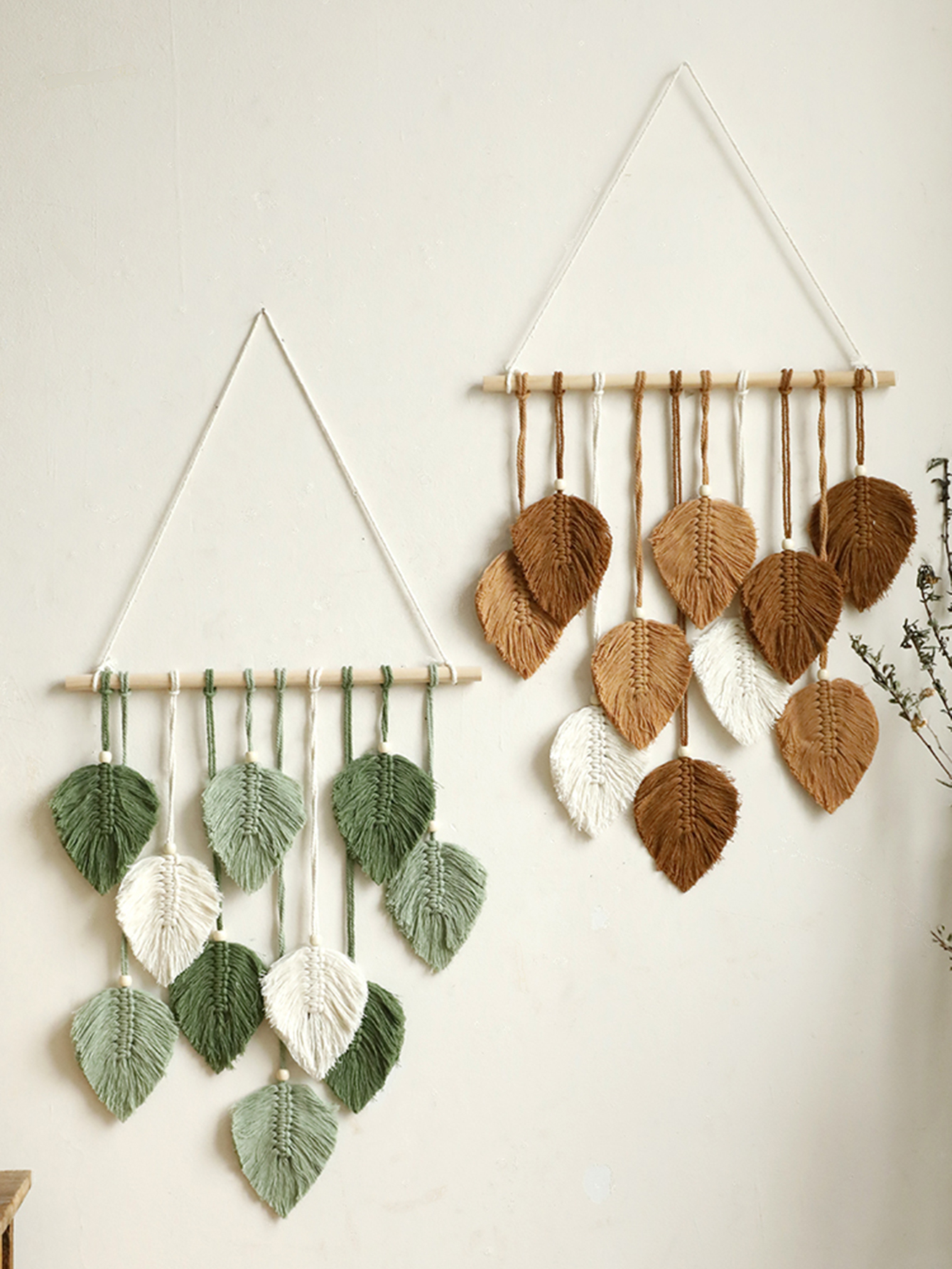Leaf Macrame Tapestry Brown Gr - Home Gym Decor recension och pris