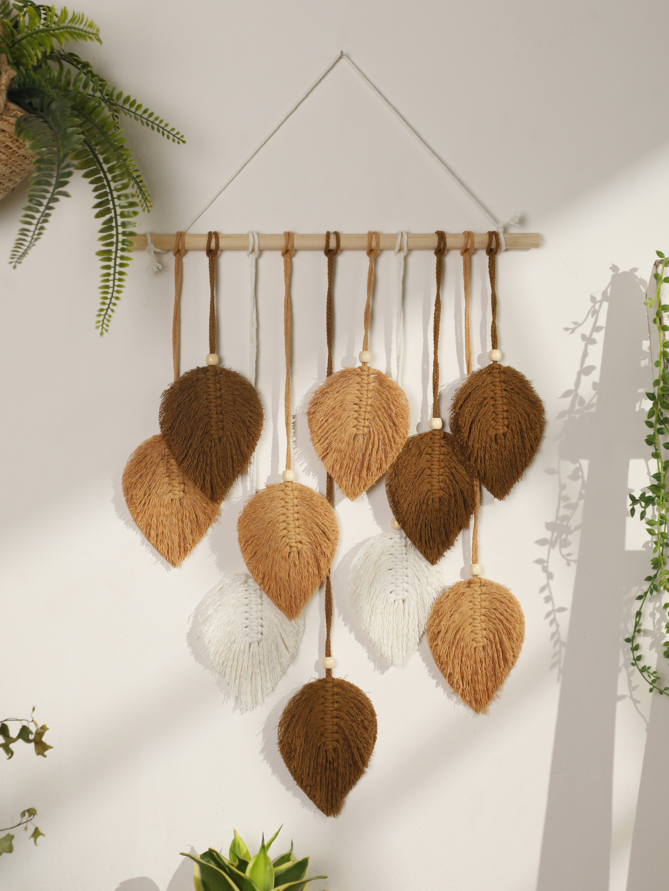 Leaf Macrame Tapestry Brown Gr - Home Gym Decor recension och pris