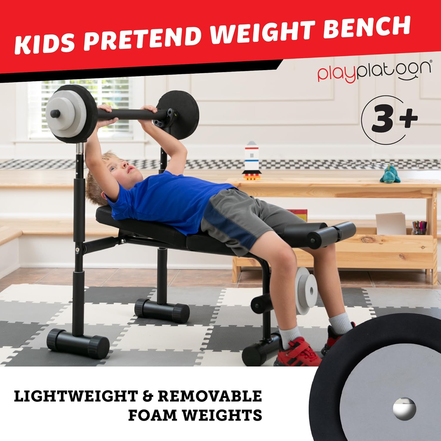 Kids Weight Bench Set with Bar - Home Gym For Toddlers recension och pris