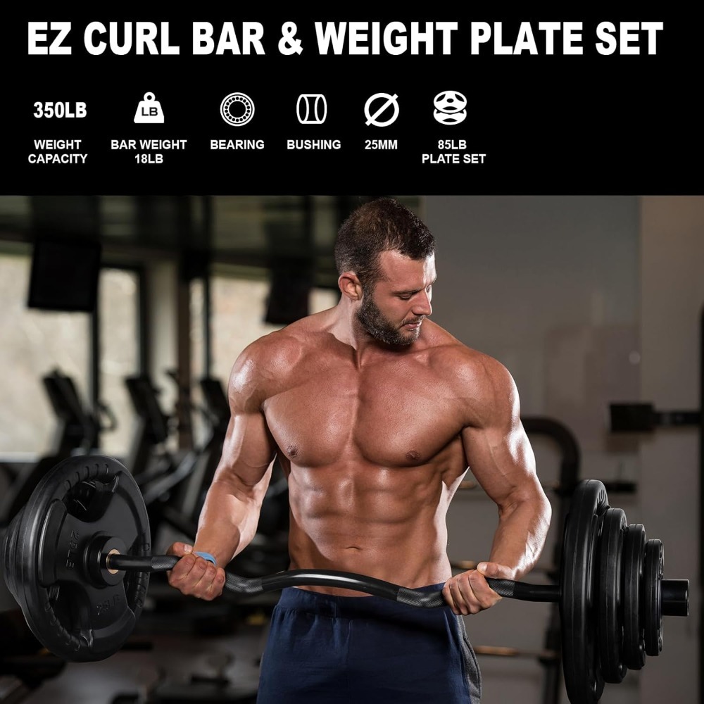 EZ Curl Bar Weight Set, 2 Inch - Barbell Curl Bar recension och pris