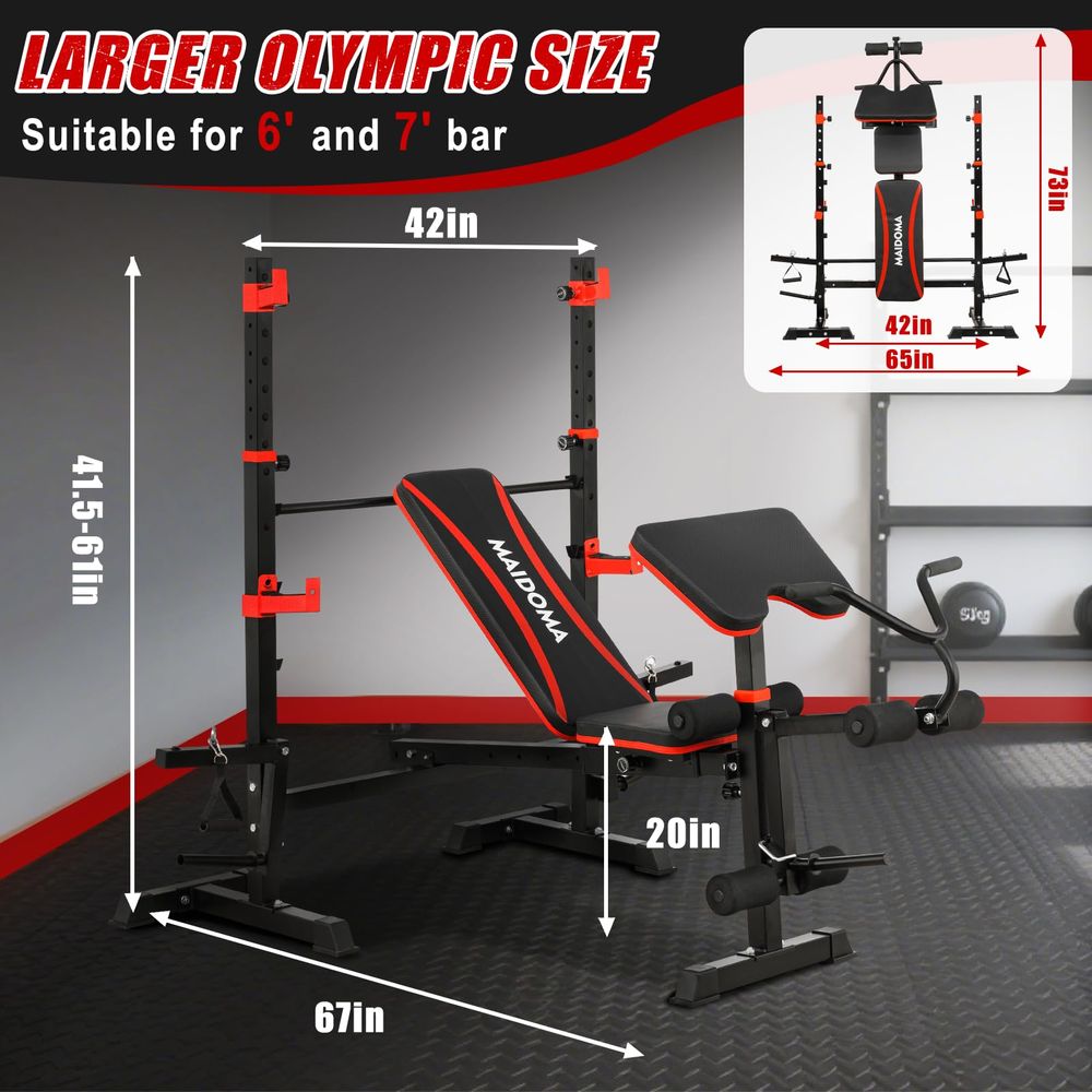 6 in 1 Weight Bench Set with L - Barbell Curl Bar recension och pris