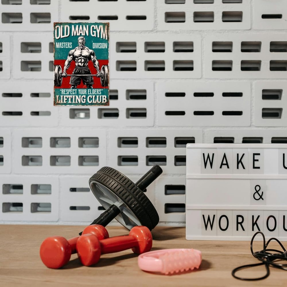 Vintage Old Man Gym Metal Tin  - Home Gym Decor recension och pris