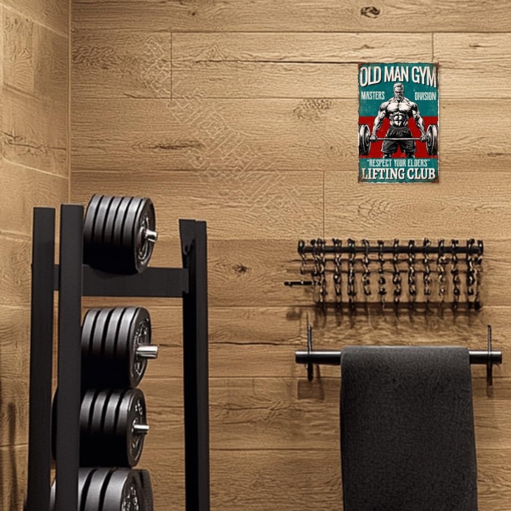 Vintage Old Man Gym Metal Tin  - Home Gym Decor recension och pris