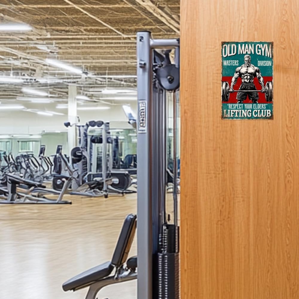 Vintage Old Man Gym Metal Tin  - Home Gym Decor recension och pris