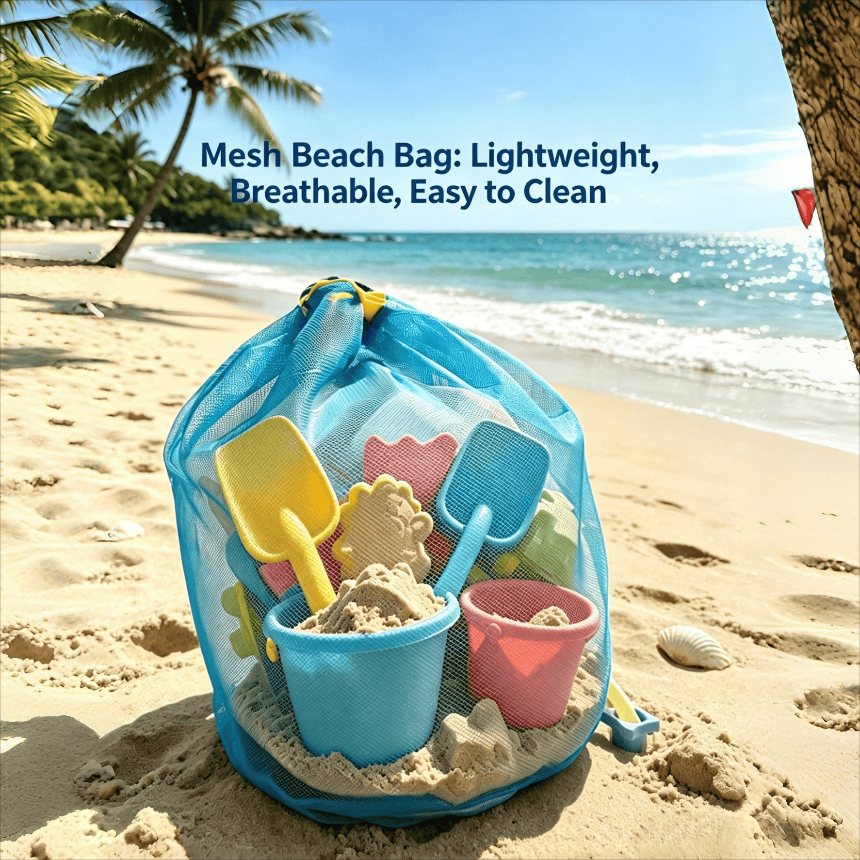 Large Mesh Drawstring Beach Ba - Home Gym Packages recension och pris