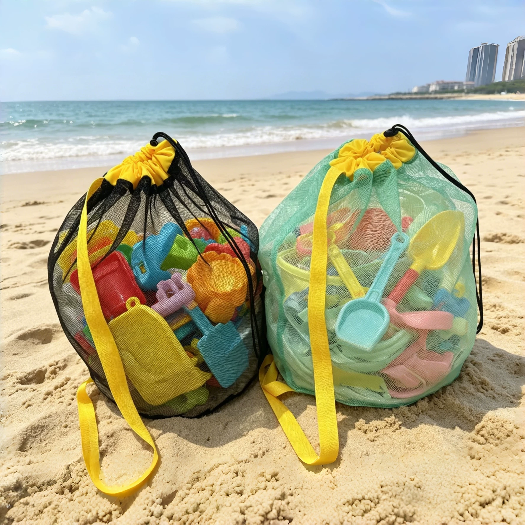 Large Mesh Drawstring Beach Ba - Home Gym Packages recension och pris