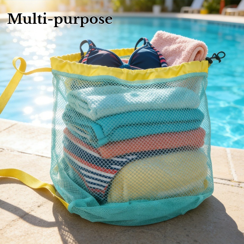 Large Mesh Drawstring Beach Ba - Home Gym Packages recension och pris