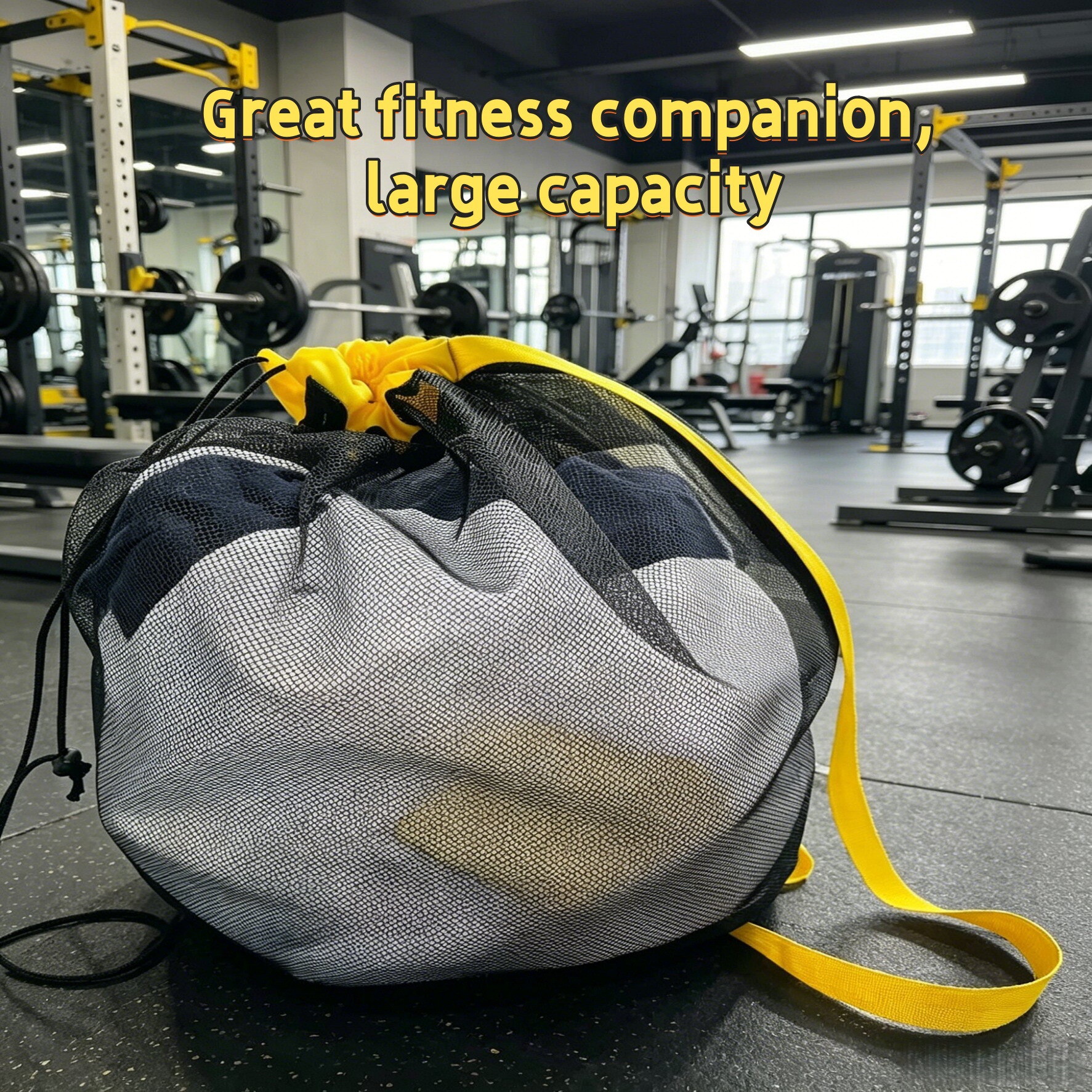 Large Mesh Drawstring Beach Ba - Home Gym Packages recension och pris