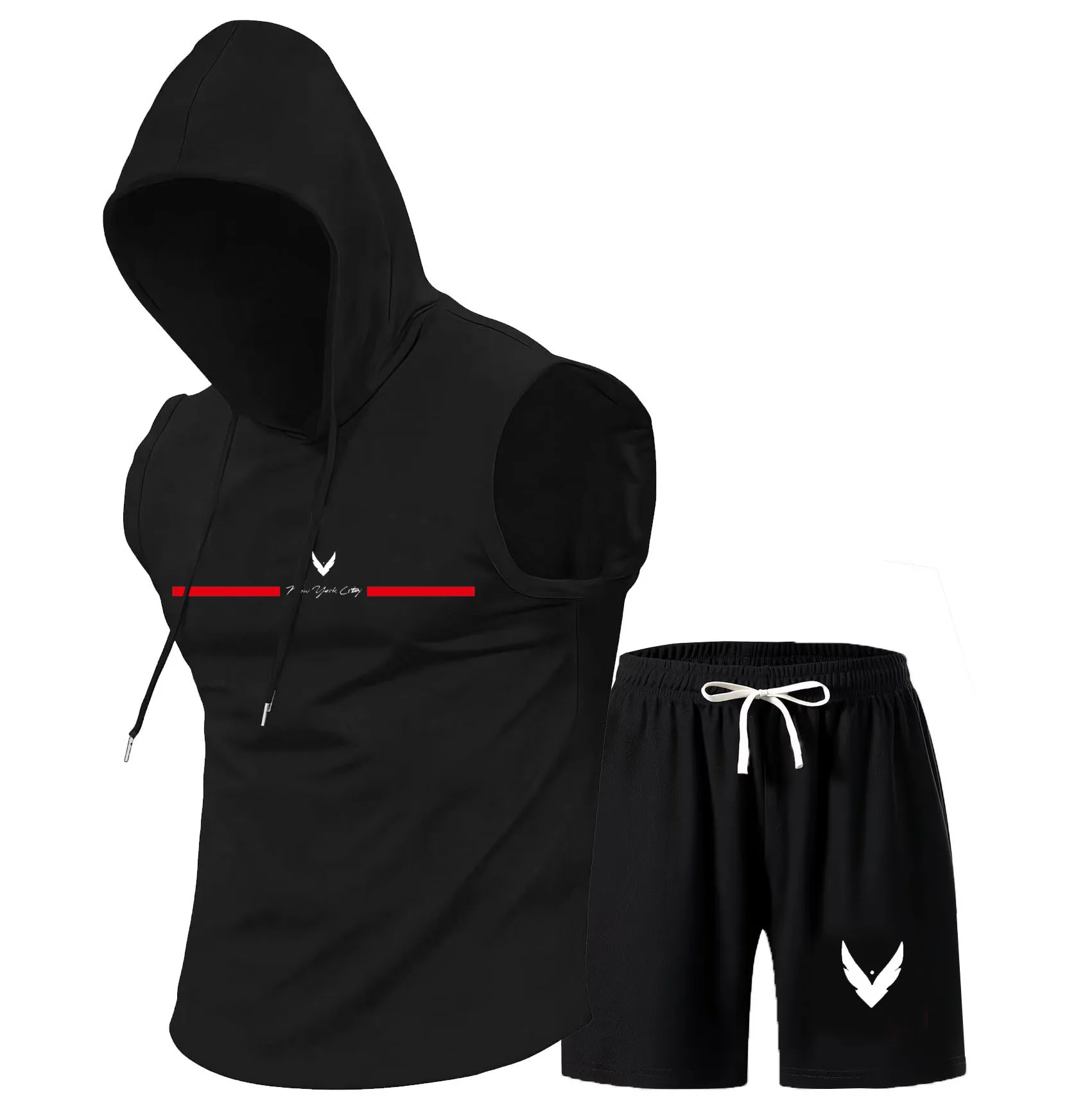 Men's hooded vest set sleevele - Home Gym Set recension och pris